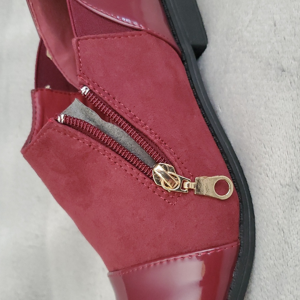 QUEEN ViVi Burgundy Patent Faux Suede Shoes EUROPEAN SIZE: 37 - Picture 5 of 12